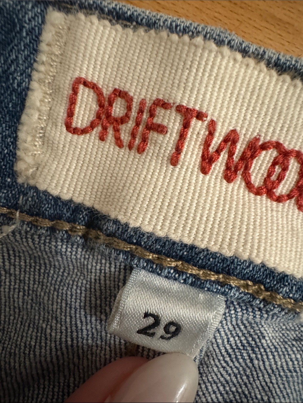 DRIFTWOOD Blue Ankle-Cropped Elastic Cuff Jeans Size 29 - Picture 3 of 5